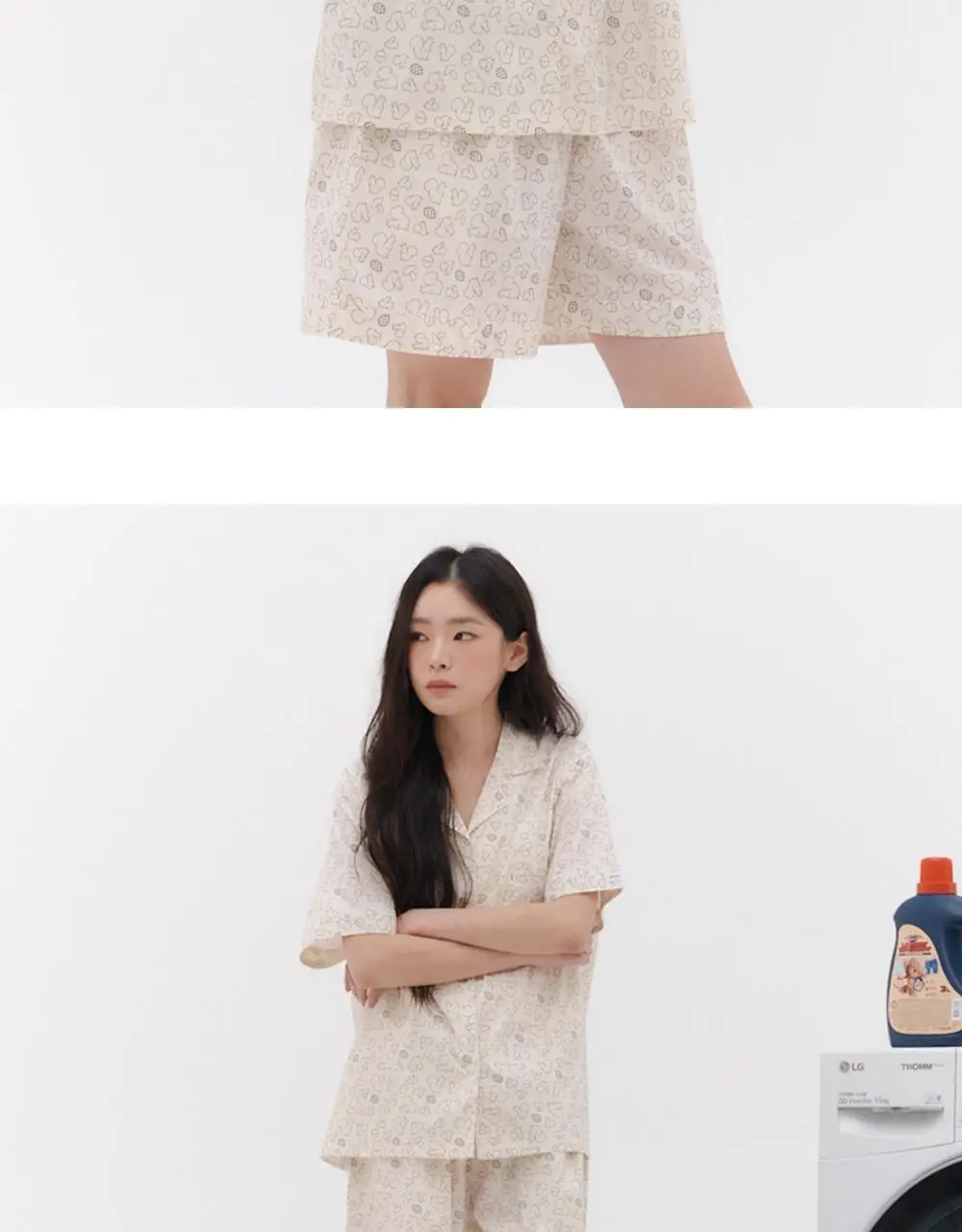 [곽민경 PICK] 오프아워 드리미두들스 도토리대작전 반팔 잠옷 세트 아이보리 (M / L / XL) 상세페이지 11